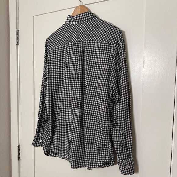 Uniqlo Flannel Shirt Womens Sz L White Black Checkered Button Up Long Sleeve - Picture 6 of 11